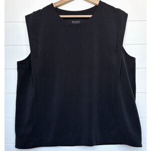 Athleta Seasoft Tank Top Black Relaxed Boxy Fit Crewneck Tencel Blend XL